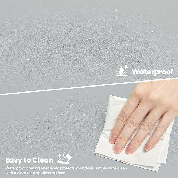 ALOANES Waterproof Mouse Pad with Durable Stitched Edge, Large Gaming Keyboard Pad, Non-Slip Rubber Base Mouse Mat, Extended Desk pad for Gamer, Office & Home, Gray Mousepad 27.6"x11.8"x0.12"