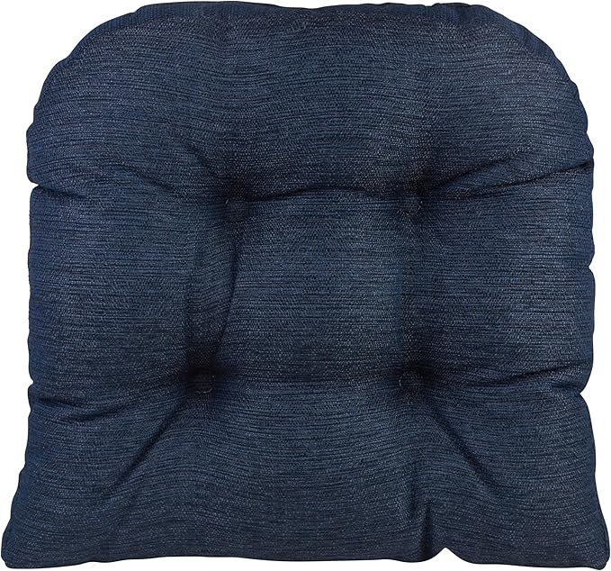 Klear Vu Gripper Overstuffed Universal Non-Slip Dining Chair Cushions for Kitchen Decor or Office Use, U-Shaped Skid-Proof Seat Pad, 15x15 Inches, 2 Count (Pack of 1), Solid Indigo Blue