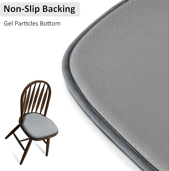 Shinnwa Windsor Chair Cushions Set of 6, Farmhouse Chair Pads for Dining Room, Non Slip Kitchen Seat Cushions, 6 Pack, 17 x 15.5 inches, Grey