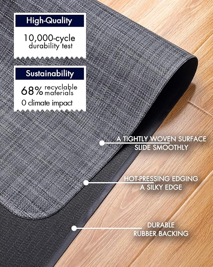 Office Chair Mat for Hardwood Floor Under Desk Computer Rolling Chair Mat for Wood/Tile Floor Non-Slip Heavy Duty Desk Rug PVC Plastic Hard Floor Protector 48" x 60" (Cool Grey)