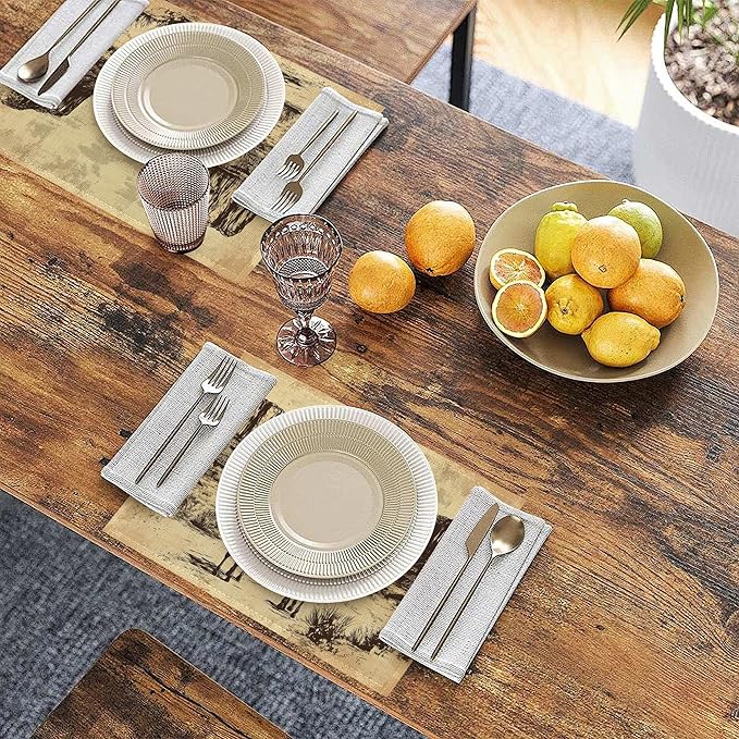 Vintage Western Cowboy Table Placemats Set of 6, Linen Placemats 12x18 Inch, Washable Non Slip Heat Resistant Mats for Dining Table Kitchen Indoor Use