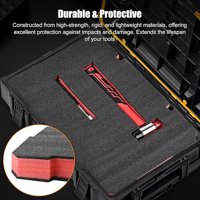 48-22-8424 Foam Inserts Kit for Milwaukee Packout, Custom Fit Tool Box Foam Organizers for Tools & Accessories Black/Red 2 Pack
