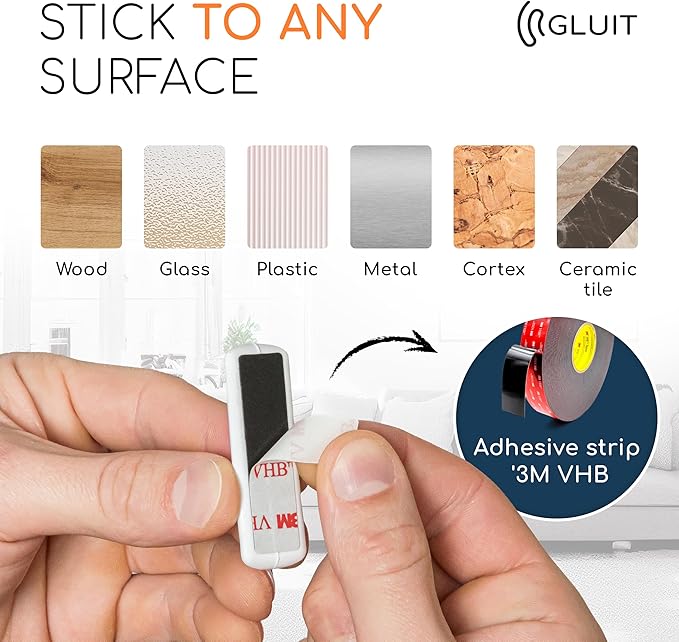 GLUIT Cord Organizer for Desk, Cable Holder for Nightstand, Charger Organizer, Adhesive Desktop Wire Clips, Multislot Cable Management, Table Organizer Accessories (White, 20 Pack)