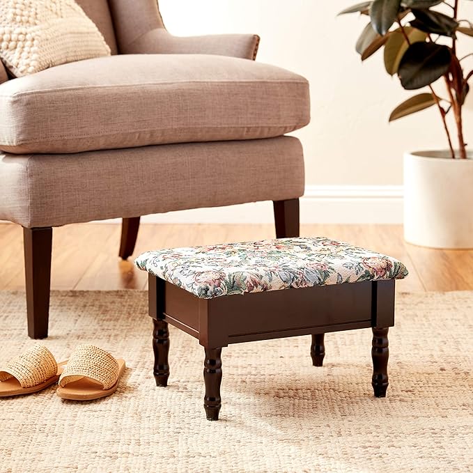 Frenchi Furniture Foot Stool, 15.8"D x 11.8"W x 9.8"H, Cherry