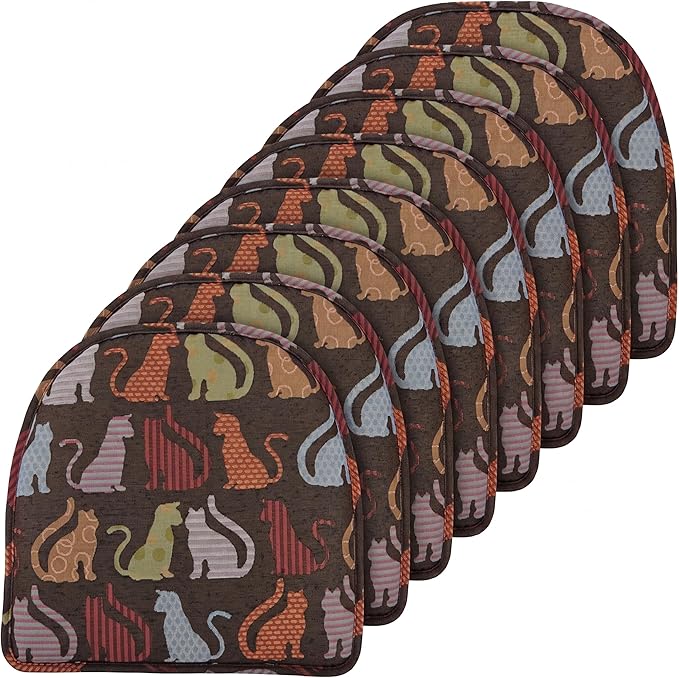 Klear Vu Raindrop The Gripper Non Slip Chair Cushions, Soft & Comfortable Seat Pad, Sitting Pillow for Kitchen, Dining or Office, 8 Count (Pack of 1), Cats