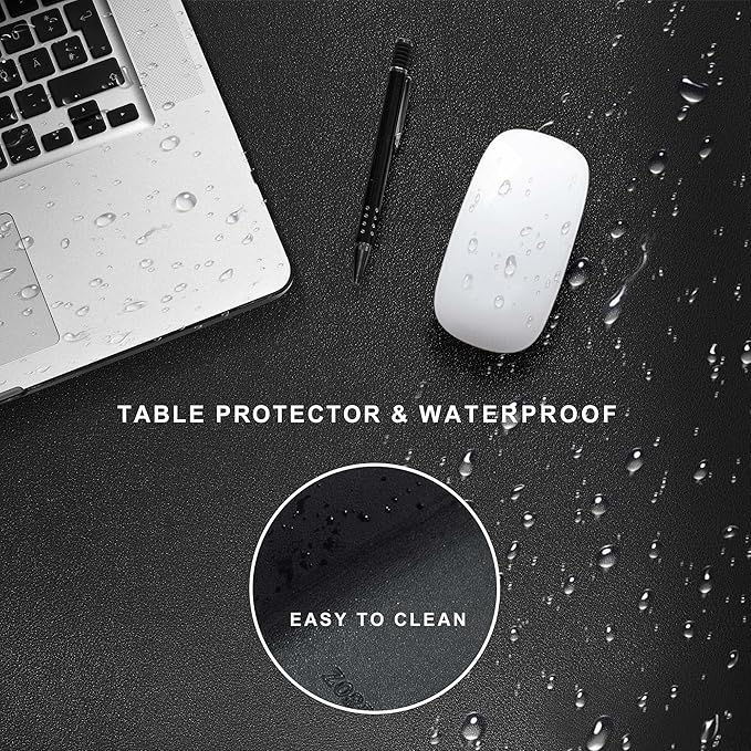ZORESYN Office Desk Pad 74.8x35.4 Inch, Large Mouse Pad Desk Mat, Waterproof PU Leather Desk Blotter Protector with Non Slip Base for Home Office (Black)