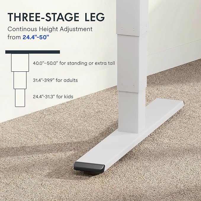 FLEXISPOT E6 MAX Bamboo Dual Motor 48x24 Inch 3-Stage Heavy Duty Standing Desk, 330lbs Weight Capacity, Height Adjustable Desk w/Cable Management & Wheels (Solid Walnut Bamboo Desktop + White Frame)