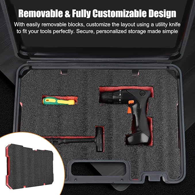 48-22-8424 Foam Inserts Kit for Milwaukee Packout, Custom Fit Tool Box Foam Organizers for Tools & Accessories Black/Red 2 Pack
