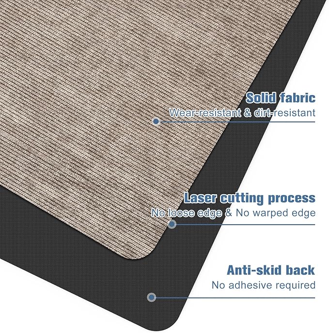 Placoot Corduroy Office Chair Mat, 35x55 Inch, Light Brown, Anti-Slip Rubber Base for Hard Floors, Desk Mat by Placoot