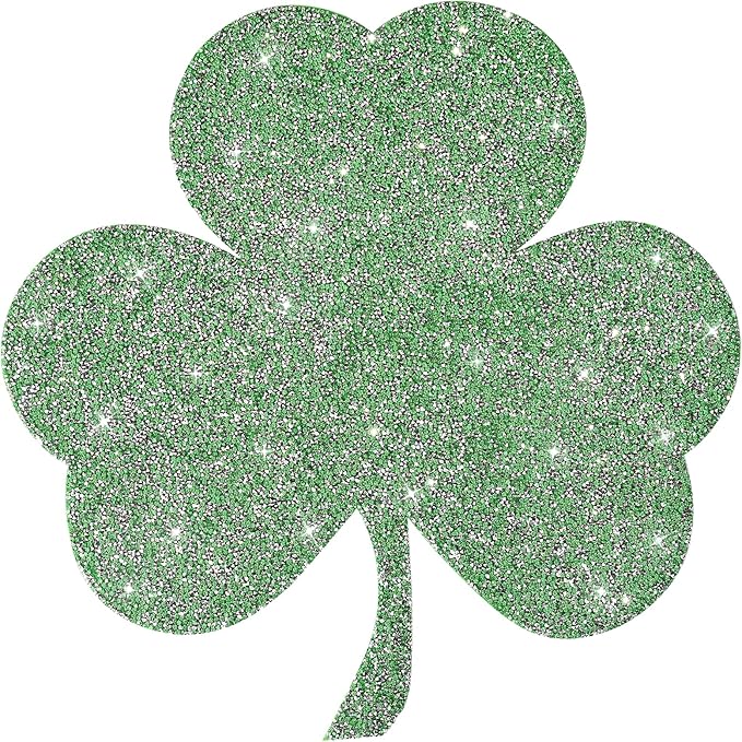 Green Placemat, Sparkle Glitter Rhinestones Table Mat Crushed Diamond Shamrock Table Placemat 16inch for St. Patrick's Day Home Kitchen Dinning Decorations