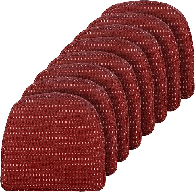 Klear Vu Raindrop The Gripper Non Slip Chair Cushions, Soft & Comfortable Seat Pad, Sitting Pillow for Kitchen, Dining or Office, 8 Count (Pack of 1), 01 Red
