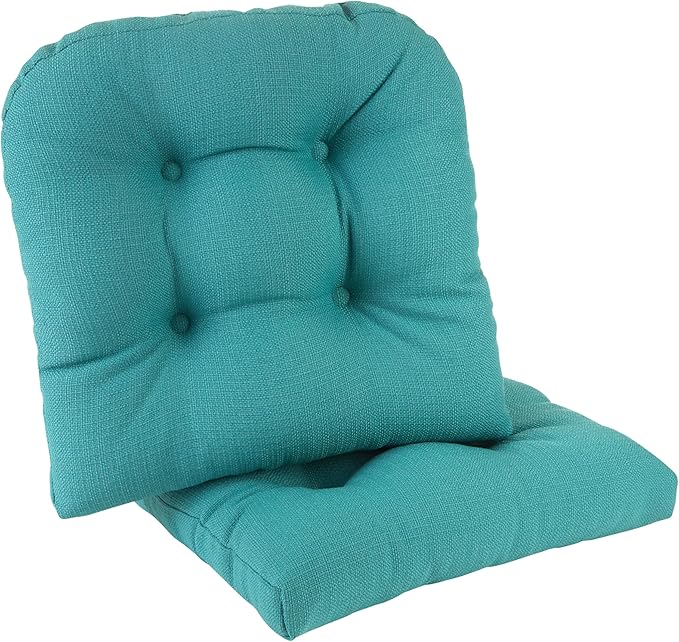 Klear Vu Gripper Overstuffed Universal Non-Slip Dining Chair Cushions for Kitchen Decor or Office Use, U-Shaped Skid-Proof Seat Pad, 15x15 Inches, 2 Count (Pack of 1), Solid Teal Blue