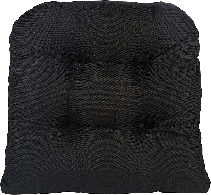 Klear Vu Gripper Overstuffed Universal Non-Slip Dining Chair Cushions for Kitchen Decor or Office Use, U-Shaped Skid-Proof Seat Pad, 15x15 Inches, 4 Count (Pack of 1), Solid Black