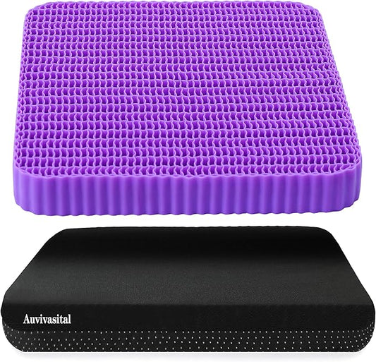 Innovative Gel Seat Cushion for Long Sitting, Soft and Breathable, Seat Cushion for Back, Sciatica, Hip, Tailbone Pain Relief, Used for The Office, Wheelchair, Recliner, Car, Stadium, Kayak.(Púrpura)