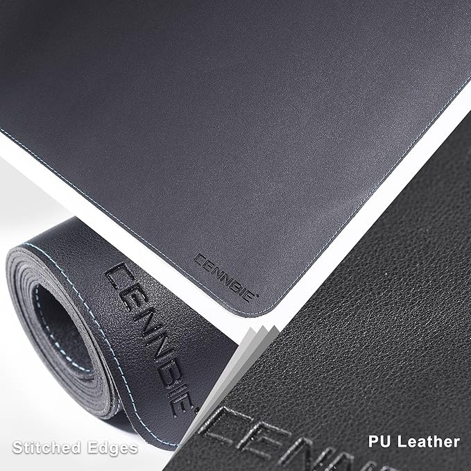 CENNBIE 39.4" x 27.5" Black Leather Desk Mat, Non-Slip Waterproof Extra Wide Desk Pad Protector,Computer Mouse Pad for Office Home