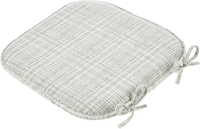 Sweet Home Collection Chair Cushion Memory Foam Pads with Ties Honeycomb Pattern Slip Non Skid Rubber Back Rounded Square 16" x 16" Seat Cover, 4 Pack, Aria Silver/Cream