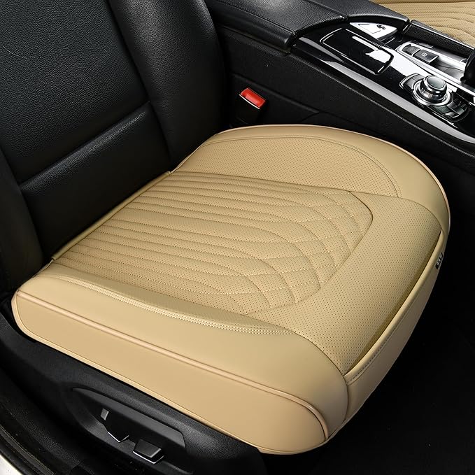 KAYI Car Seat Cover, Memory Foam Car Seat Cushion, Non-Slip Bottom Breathable Car Seat Cover, Relieve Tailbone Pain, Car Seat Protector, Suitable for 95% of Vehicles (Beige, 1 Pack)