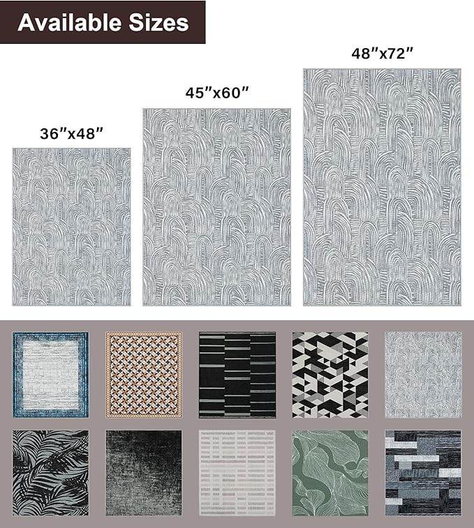 chakme Office Chair Mat for Hardwood Floor, 48"x36" Easy Glide Computer Desk Mat Protector for Rolling Chair Under Desk Rug Nonslip Backing, Machine Wash, (Arc)