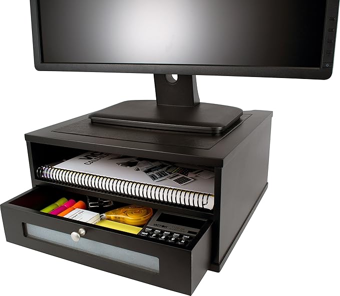 Victor Midnight Black Collection 1175-5 Wood Monitor Stand/Riser