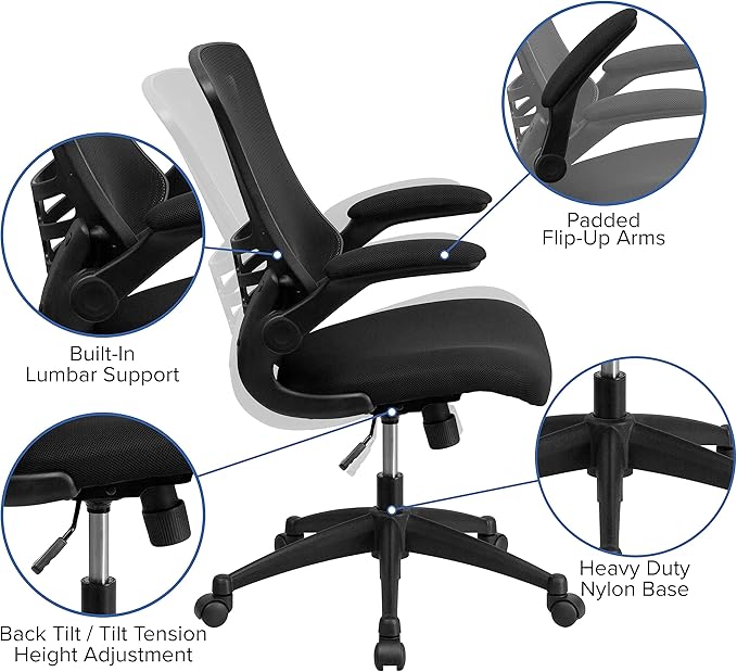 Flash Furniture Work From Home Kit - Black Computer Desk, Ergonomic Mesh Office Chair and Locking Mobile Filing Cabinet with Inset Handles