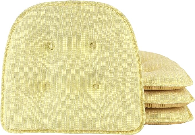 Non-Slip Chair Cushions, Assembled in USA, U-Shaped Skid-Proof Seat Pads for Dining Room, Kitchen, Office, 15"x16"