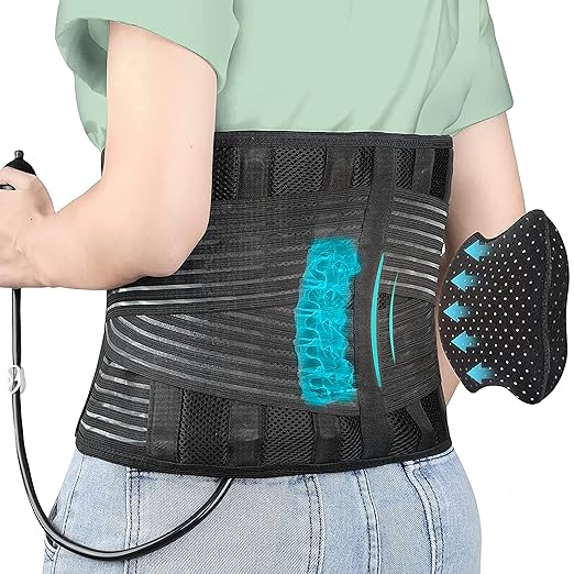 DARLIS Back Brace Support Belt with Inflatable Lumbar Pad - Extra Support for Lower Back Pain, Herniated Disc, Sciatica, Scoliosis, Adjustable Support Straps Lumbar Support Belt for Men Women S/M
