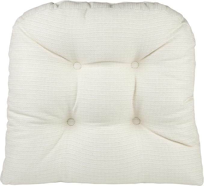 Klear Vu Gripper Overstuffed Universal Non-Slip Dining Chair Cushions for Kitchen Decor or Office Use, U-Shaped Skid-Proof Seat Pad, 15x15 Inches, 4 Count (Pack of 1), Solid Ivory