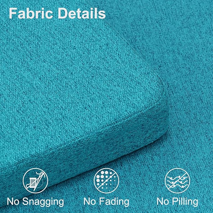 Shinnwa Kitchen Chair Cushions Set of 2, Non-Slip Dining Chair Cushions with Ties and Machine Washable Cover, 2 Pack, 17 x 16.5 x 2in, Teal