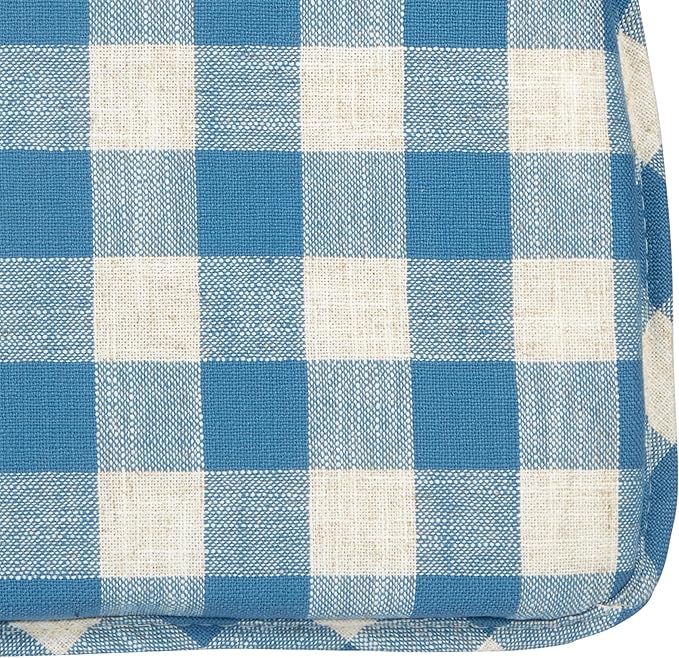 Klear Vu The Gripper Non-Slip Linen Check Dining Kitchen Chair Pads, 15" x 16" x 2", Set of 8, Liza Check Blue