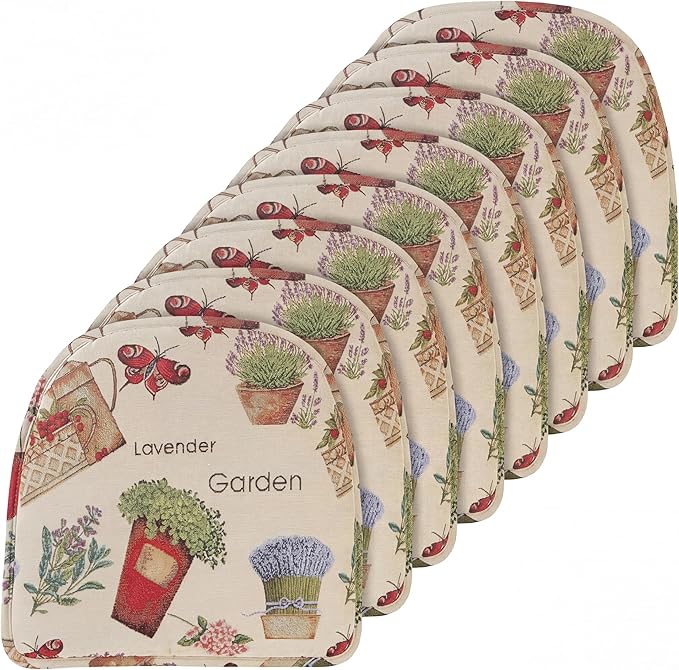 Klear Vu Raindrop The Gripper Non Slip Chair Cushions, Soft & Comfortable Seat Pad, Sitting Pillow for Kitchen, Dining or Office, 8 Count (Pack of 1), Garden Gala