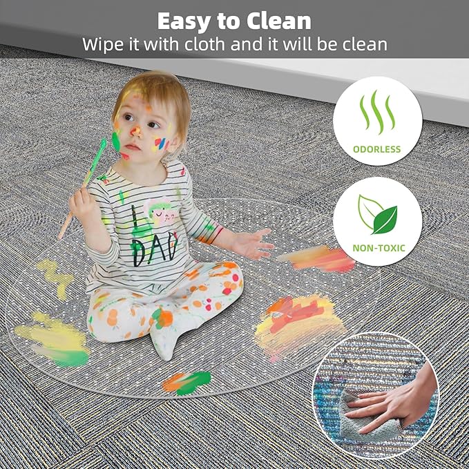 Office Chair Mat for Carpets, 2 Pack 36" × 36" Round Computer Chair Mat with Studs for Rolling Chair, Desk Floor Mat for Home and Office Carpet, Protects Floor Mats for Low Pile Carpeted Floors