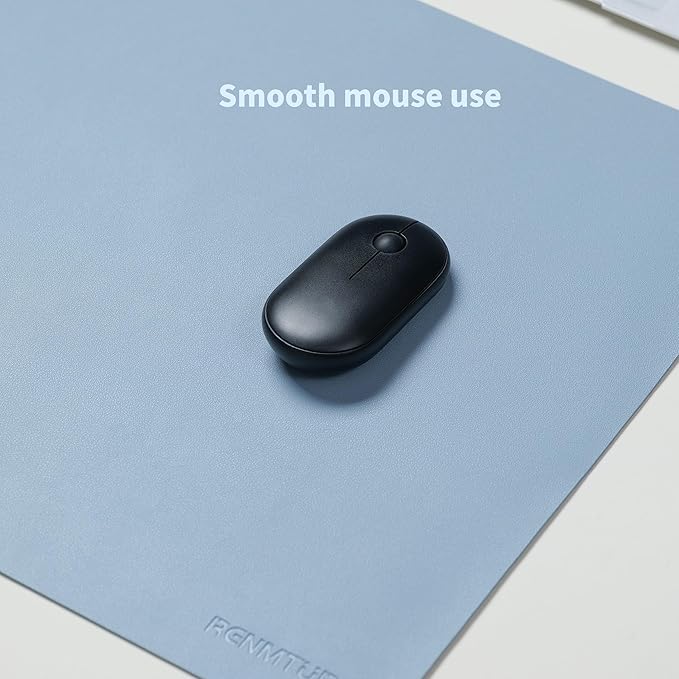 RENMTURE PU Mouse Pad, Faux Leather Large Desk Pad, Home Work Office Accessories, Non-Slip Desk Mat, Waterproof Gaming Pad Desk Blotter (36"x17", Blue)