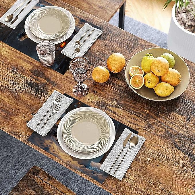 Linen Placemats Set of 6, Christmas Snowman Washable Table Mats 12x18 Inch, Heat Resistant Non Slip Placemats for Dining Table Kitchen Everyday Use