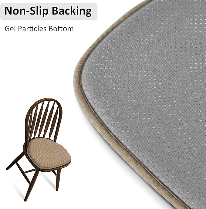 Shinnwa Windsor Chair Cushions Set of 4, Farmhouse Kitchen Seat Cushions, Non Slip Chair Pads for Dining Room, 4 Pack, 17 x 15.5 inches, Brown