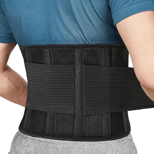 Back Brace for Men and Women Lower Back Pain - Sciatica, Scoliosis, Herniated Disc Relief - Workout Body Shaping Back Brace With 4X Powerful Lumbar Support and Dual Adjustable Support Straps Black-M