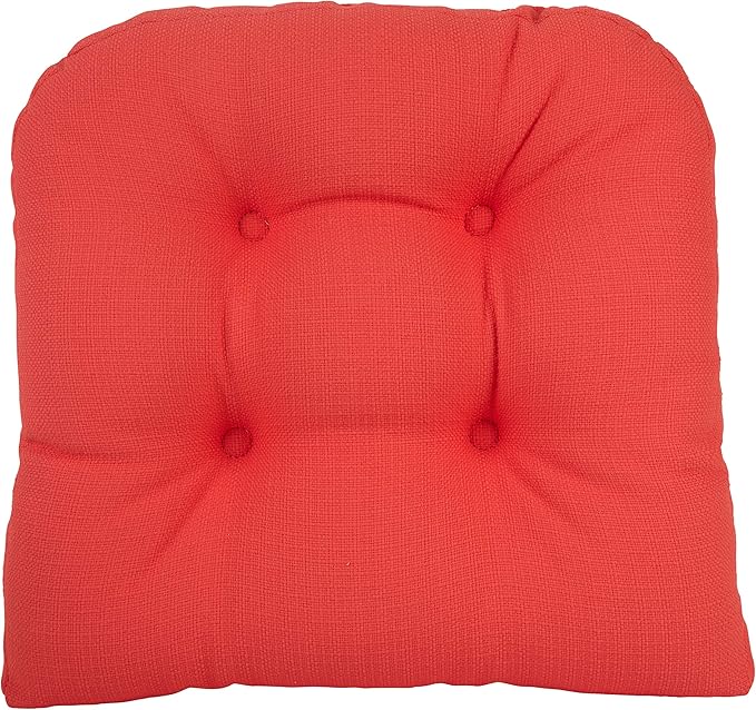 Klear Vu Gripper Overstuffed Universal Non-Slip Dining Chair Cushions for Kitchen Decor or Office Use, U-Shaped Skid-Proof Seat Pad, 15x15 Inches, 4 Count (Pack of 1), Solid Coral