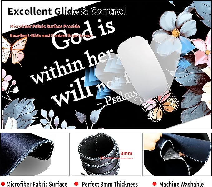Extended Mouse Pad with Coaster 31.5 x 11.8 Desk Pad Full Desk Mousepad Stitched Edges Desk Mat Long Large Gaming Mouse Pad for Desk Office Home Bible