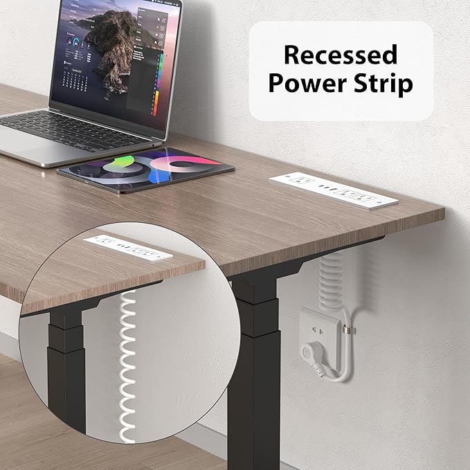 Drawer Outlet Kit with 65W USB C Fast Charging Station, HEZI Recessed Power Outlet with 3 USB Ports & 3 AC Outlets, Furniture Flush Mount Power Strip for Home Office,10FT White Cord