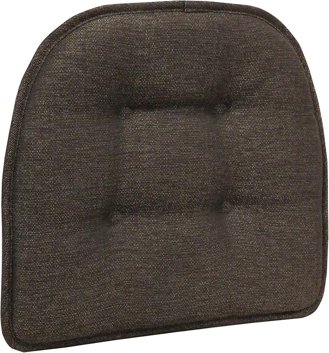 Klear Vu Omega Non-Slip Chair Cushions, Assembled in USA, U-Shaped Skid-Proof Seat Pads for Dining Room, Kitchen, Office, 15"x16", 8 Pack, Solid Chestnut