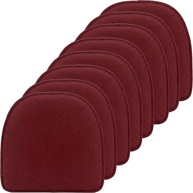Klear Vu Raindrop The Gripper Non Slip Chair Cushions, Soft & Comfortable Seat Pad, Sitting Pillow for Kitchen, Dining or Office, 8 Count (Pack of 1), 04 Red