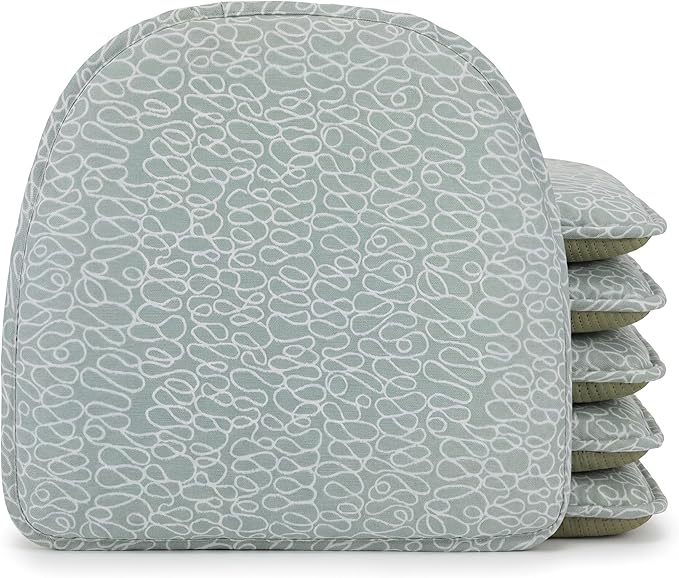 Klear Vu Raindrop The Gripper Non Slip Chair Cushions, Soft & Comfortable Seat Pad, Sitting Pillow for Kitchen, Dining or Office, 6 Count (Pack of 1), Scribble Spa