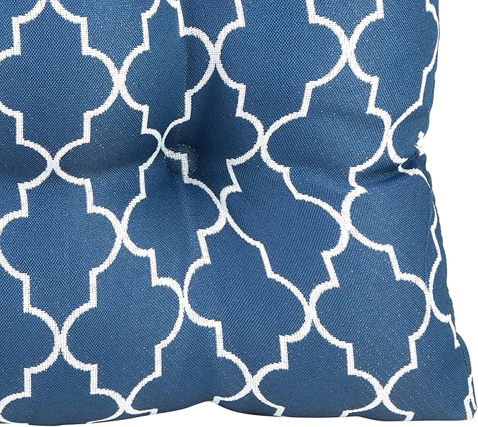 Klear Vu Gripper Overstuffed Universal Non-Slip Dining Chair Cushions for Kitchen Decor or Office Use, U-Shaped Skid-Proof Seat Pad, 15x15 Inches, 2 Count (Pack of 1), Geo Blue