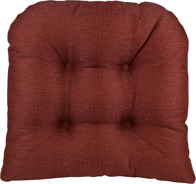 Klear Vu Gripper Overstuffed Universal Non-Slip Dining Chair Cushions for Kitchen Decor or Office Use, U-Shaped Skid-Proof Seat Pad, 15x15 Inches, 4 Count (Pack of 1), Solid Flame Red