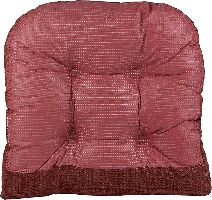 Klear Vu Gripper Overstuffed Universal Non-Slip Dining Chair Cushions for Kitchen Decor or Office Use, U-Shaped Skid-Proof Seat Pad, 15x15 Inches, 4 Count (Pack of 1), Waffle Deep Red