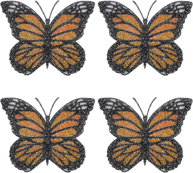 Butterfly Placemats Set of 4, Colorful Rhinestones Bling Butterfly Home Kitchen Table Decoration Place Mat,Gifts for Friends Women Mom (Yellow,4pcs)