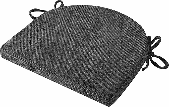 Chair Cushions 100% High Density Memory Foam Pads U Shaped 17" x 16"Non Slip Skid Rubber Back Seat Cover, 2 Pack, Black