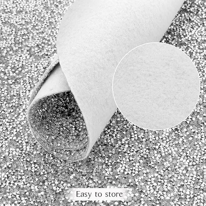Placemat, Silver Heart Rhinestones 15 Inches Table Mat Decoration Placemat for Centerpiece Dining Table Love Home Family Together