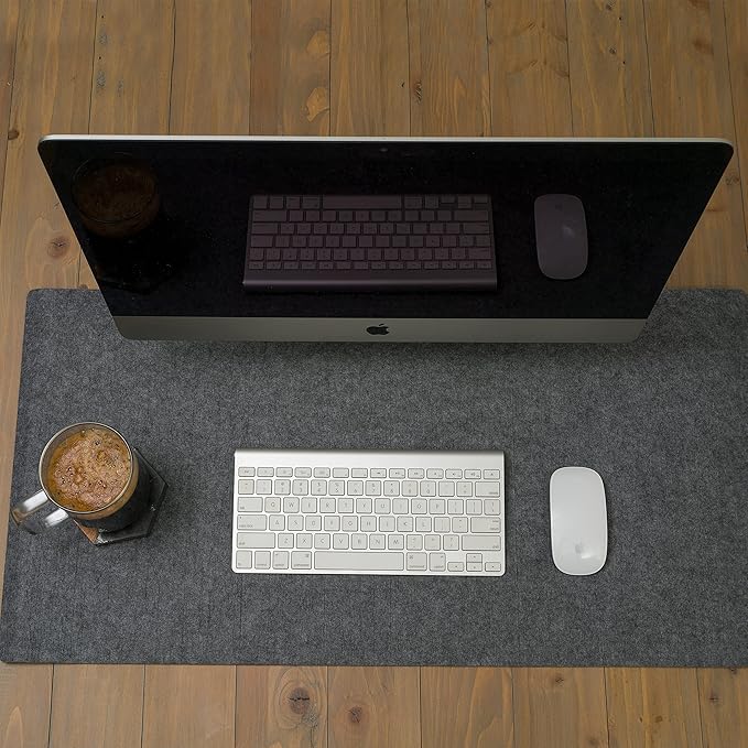 Felt Desk Pad- 31x16 with Non-Slip Backing (Dark Gray)