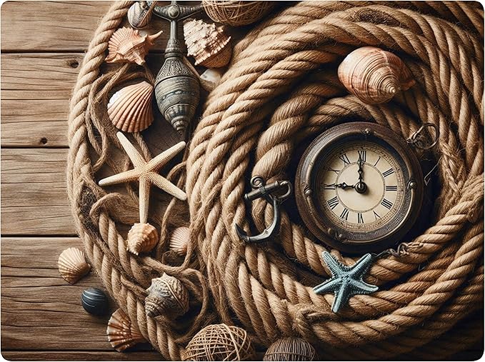 Set of 4 Cork Backed Placemats, Kitchen and Dining Table Decoration Design Hard Placemat 12" x 16" (Nautical Rope)