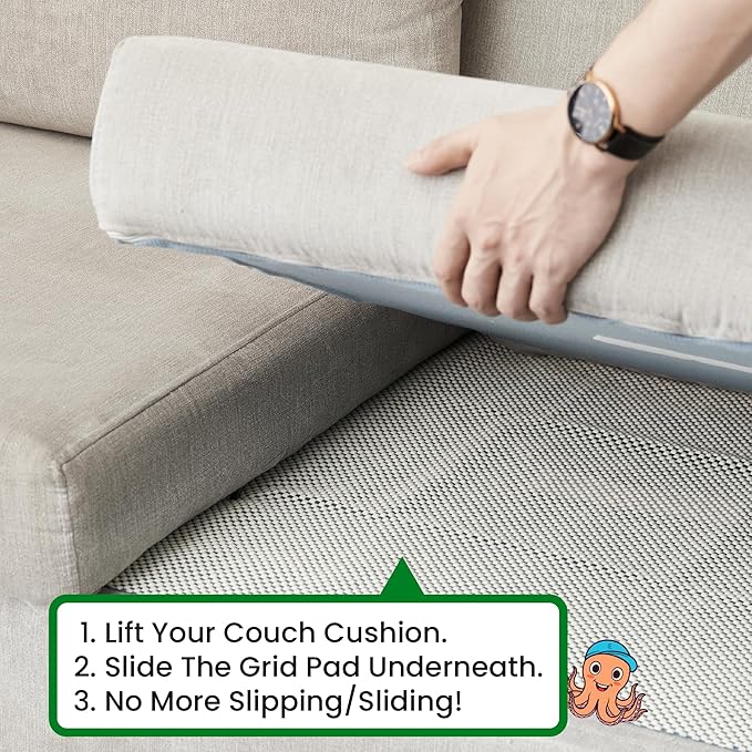 ECOHomes Couch Cushion Grip Pad, Couch Cushion Non Slip Pads Keep Sofa Cushions from Sliding - Anti Slip Sofa & Patio Grips Mattress Gripper Stopper Stop Slide & Prevent Sliding (3 Seater [2PCs Pack])
